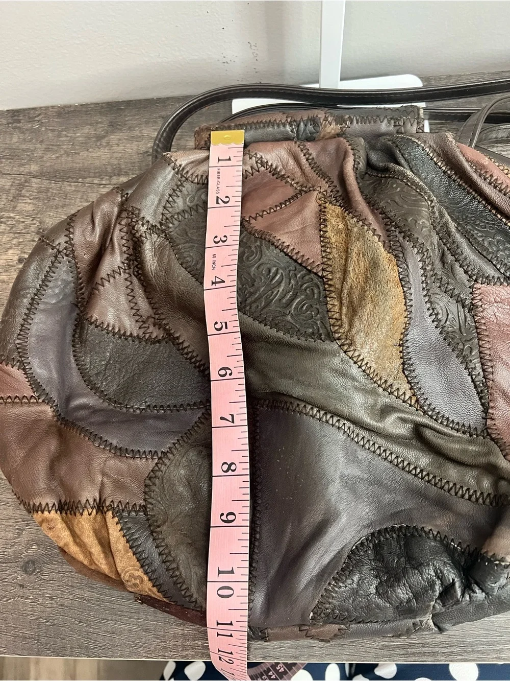 Patchwork Leather Shoulder Bag in Mixed Brown Tones